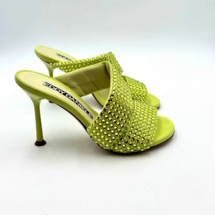 Sabot Mules Gioiello Eddy Daniele  in Camoscio Verde Lime e tacco 10cm art ES23970