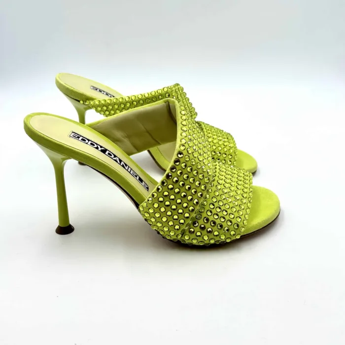 Sabot Mules Gioiello Eddy Daniele  in Camoscio Verde Lime e tacco 10cm art ES23970, foto 1 di 5