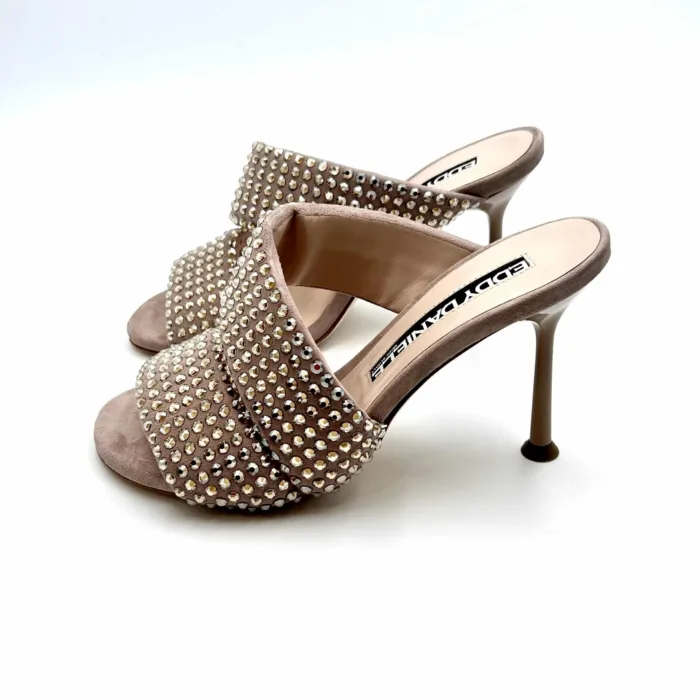 Sabot Mules Gioiello Eddy Daniele  in Camoscio Nude e tacco 10cm art ES23970, foto 2 di 4