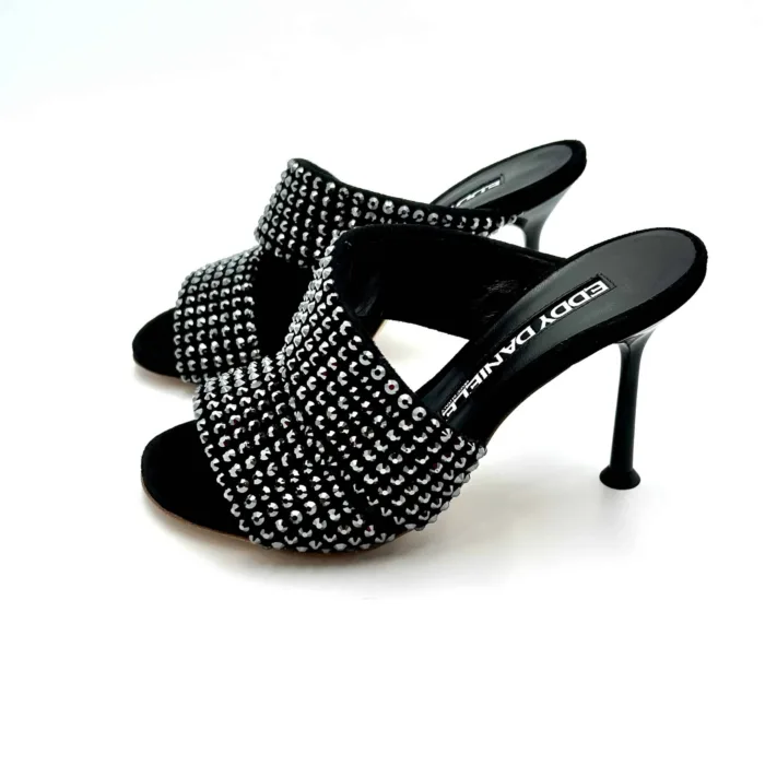 Sabot Mules Gioiello Eddy Daniele  in Camoscio Nero e tacco 10cm art ES23970, foto 3 di 5