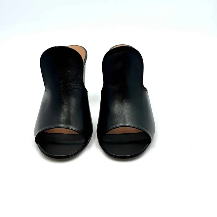 Sabot Mules Via Roma 15 in Pelle Nera Tacco 8cm art 2646, foto 2 di 5