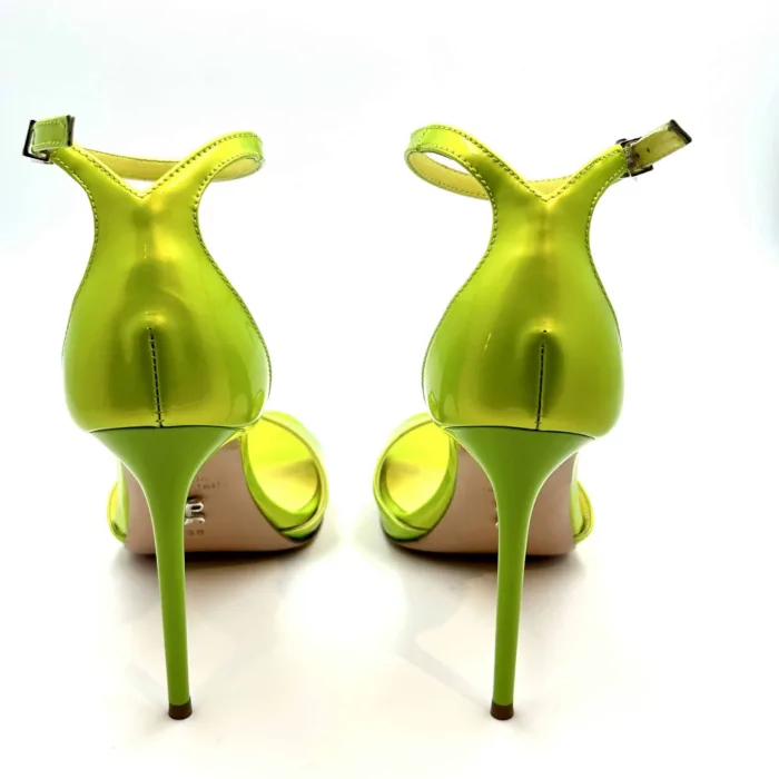 Sandalo Sergio Levantesi in Vernice Verde  Lime, con cinturino alla caviglia e tacco 11 Plateau 2cm art. Zuma, foto 4 di 4