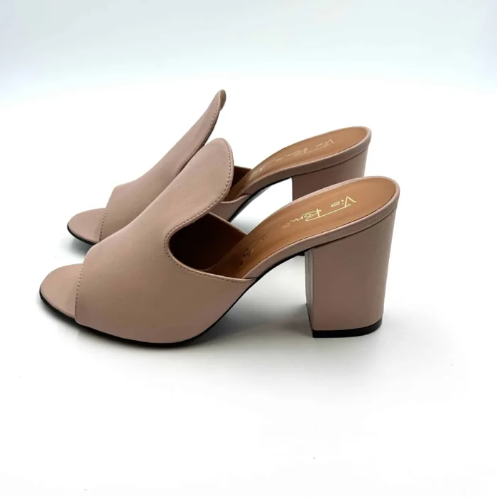 Sabot Mules Via Roma 15 in Pelle Nude Blush Tacco 8cm art 2646, foto 3 di 5