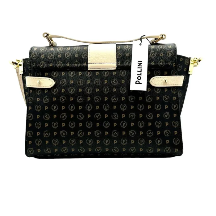 Borsa a mano Pollini Heritage con tracolla Nera con dettagli Avorio TE8504, foto 3 di 4