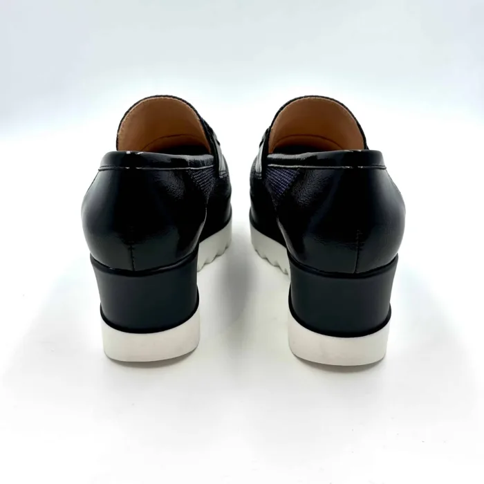 Mocassino con zeppa in rafia Lorenzo Mari color Blu, accessorio gioiello e zeppa 6cm art. PATTY 02, foto 4 di 5