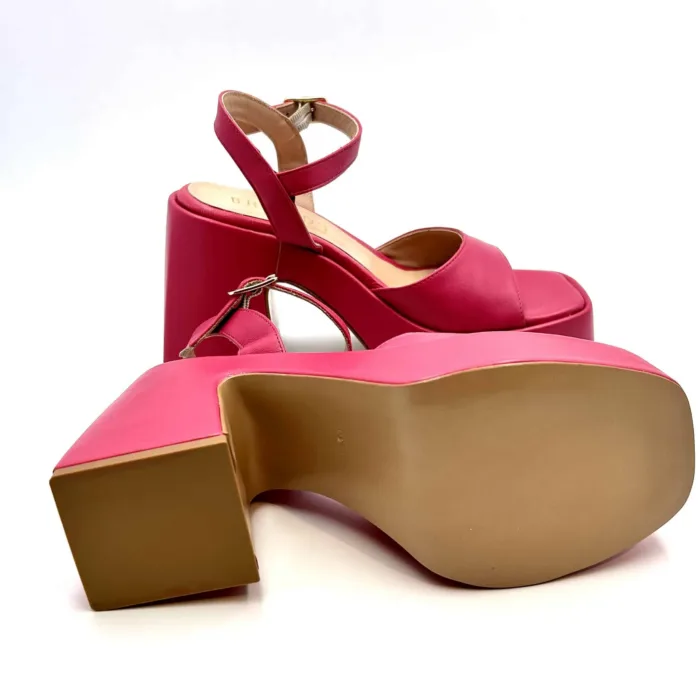 Sandali con Tacco e Plateau Brando in pelle Fucsia e cinturino alla caviglia tacco 10 cm Plateau 3,5 cm art. Enea, foto 5 di 5