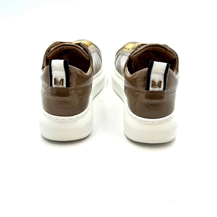 Sneakers Beatrice Lorenzo Mari In Vernice Tortora,Zeppa 4 cm, foto 4 di 5