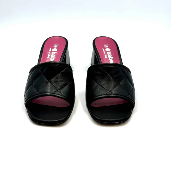 Sabot Mules Le Babe in pelle Matelassè Nera,tacco h. 6 cm  art. 4548, foto 2 di 5