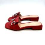 Ciabatta Lorenzo Mari In Pelle Rossa, Morsetto Gioiello Tacco 3 cm art. Samu 01 - immagine 3