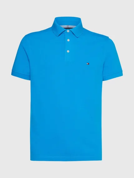 Polo Uomo Tommy Hilfiger 1985 Turchese Shocking Blue Slim Fit cod. MW0MW17771CZW