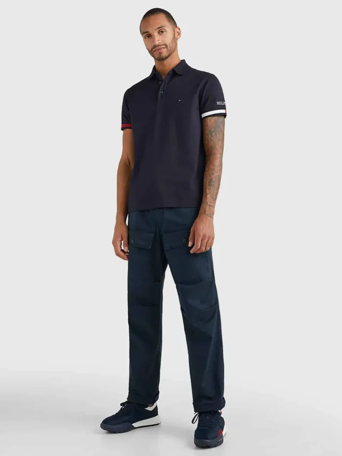 Polo Slim Fit Con Fondo Manica a Contrasto Tommy Hilfiger 1985 Blu cod. MW0MW29528DW5, foto 3 di 3