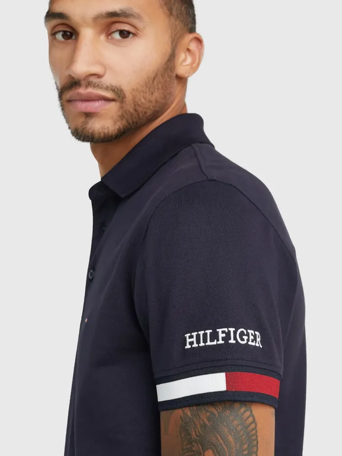 Polo Slim Fit Con Fondo Manica a Contrasto Tommy Hilfiger 1985 Blu cod. MW0MW29528DW5, foto 2 di 3