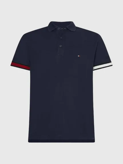 Polo Slim Fit Con Fondo Manica a Contrasto Tommy Hilfiger 1985 Blu cod. MW0MW29528DW5