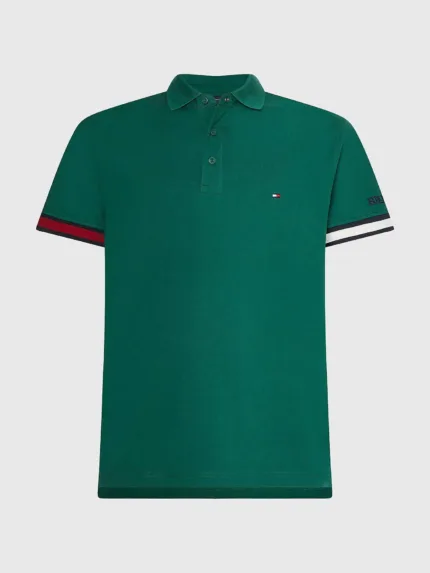 Polo Slim Fit Con Fondo Manica a Contrasto Tommy Hilfiger 1985 Verde cod. MW0MW29528LOG