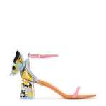 Sandalo Butterfly Sophia Webster in Pelle Multicolor,Tacco 6 cm art. Chiara Mid Block Sandal Summer Pop Art