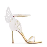 Sandalo Butterfly Sophia Webster in Pelle Bianca con Dettagli Oro,Tacco 10 cm art. Heavenly Sandal White & Gold