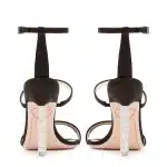 Sandalo Sophia Webster in Raso Nero, con cinturino alla caviglia e tacco Gioiello 10 cm art. Rosalind Crystal Sandal - immagine 2