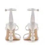 Sandalo Sophia Webster in Raso Avorio, con cinturino alla caviglia e tacco Perle 8,5 cm art. Rosalind Pearl Mid Sandal - immagine 3