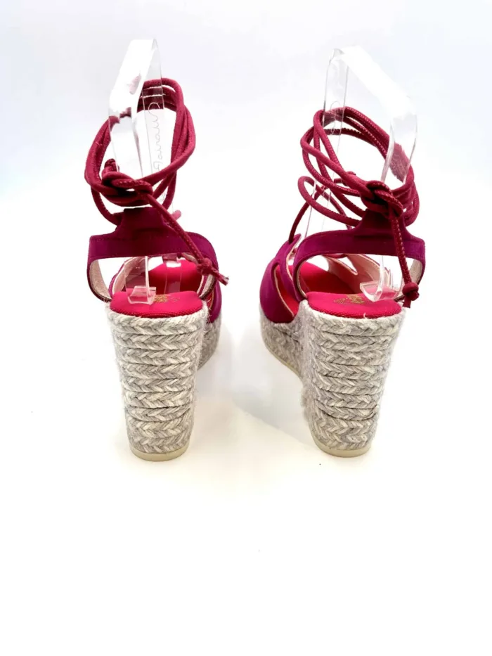 Zeppe Espadrilles in camoscio Fucsia Kenzo con Lacci alla caviglia, zeppa 10 cm e plateau 3 cm mod. Allen Ante, foto 4 di 5
