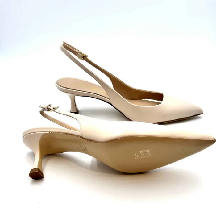Slingback Ninalilou in Nappa Beige e tacco 6 cm cod 331270M5 art MYA 555, foto 5 di 5