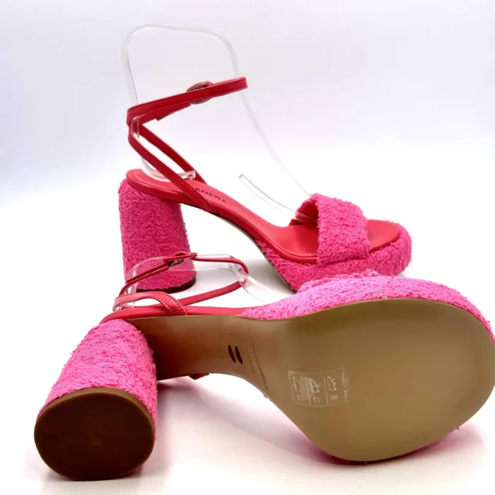 Sandali con Plateau Halmanera in Spugna Rosa Shocking, Tacco 10cm e plateau 3cm art. Erika 03, foto 5 di 5