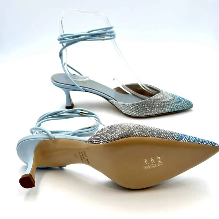 Slingback Gioiello Ninalilou in nappa Celeste con lacci alla caviglia Tacco 6cm cod. 331275M5 art. MYA 555, foto 5 di 5