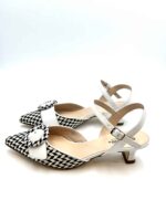 SlingBack Status in Vernice Bianca e Fantasia Check, tacco 4 cm art. R4231s - immagine 3