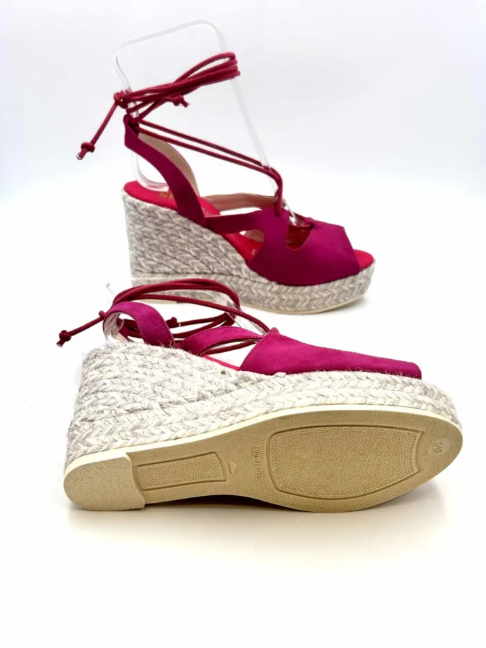 Zeppe Espadrilles in camoscio Fucsia Kenzo con Lacci alla caviglia, zeppa 10 cm e plateau 3 cm mod. Allen Ante, foto 5 di 5