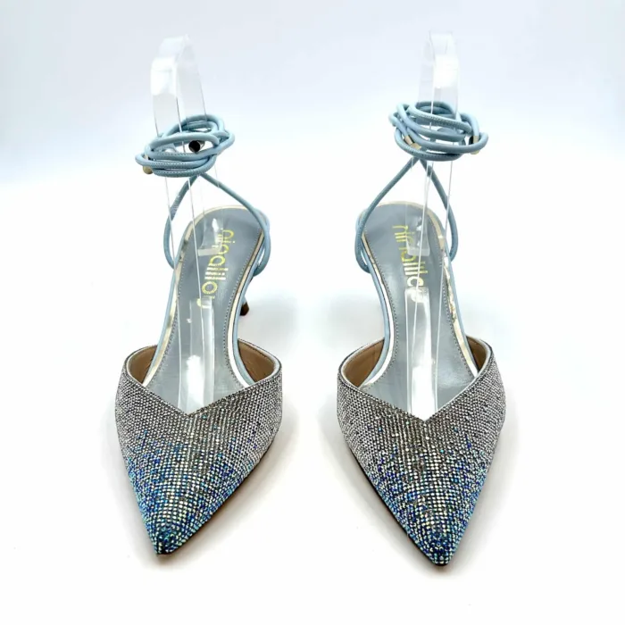 Slingback Gioiello Ninalilou in nappa Celeste con lacci alla caviglia Tacco 6cm cod. 331275M5 art. MYA 555, foto 2 di 5