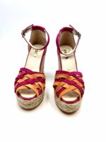 Zeppe Espadrilles intrecciate Multicolor Fucsia con cinturino alla caviglia, zeppa 10 cm e plateau 3 cm mod. ALE Ante art. 11559028 - immagine 2