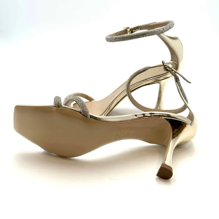 Sandalo Elegante Ninalilou in nappa Platino con cinturino alla caviglia e tacco 7 cm cod. 331069M7 art. BIBA 705, foto 5 di 5
