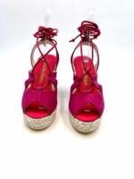 Zeppe Espadrilles in camoscio Fucsia Kenzo con Lacci alla caviglia, zeppa 10 cm e plateau 3 cm mod. Allen Ante - immagine 2
