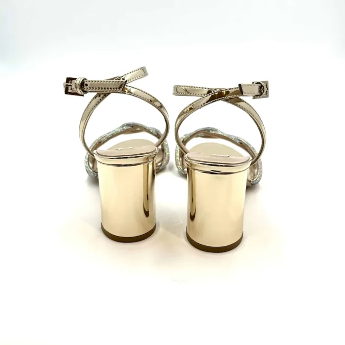 Sandalo Elegante Ninalilou in nappa Platino con cinturino alla caviglia e tacco grosso 7 cm cod. 331081B7 art. BABY 705, foto 3 di 5