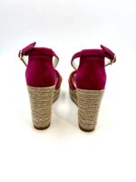 Zeppe Espadrilles intrecciate Multicolor Fucsia con cinturino alla caviglia, zeppa 10 cm e plateau 3 cm mod. ALE Ante art. 11559028 - immagine 4