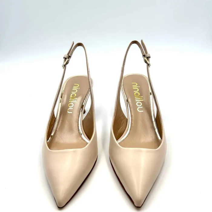 Slingback Ninalilou in Nappa Beige e tacco 6 cm cod 331270M5 art MYA 555, foto 2 di 5