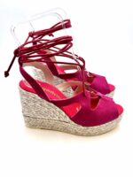 Zeppe Espadrilles in camoscio Fucsia Kenzo con Lacci alla caviglia, zeppa 10 cm e plateau 3 cm mod. Allen Ante