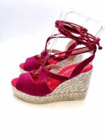 Zeppe Espadrilles in camoscio Fucsia Kenzo con Lacci alla caviglia, zeppa 10 cm e plateau 3 cm mod. Allen Ante - immagine 3