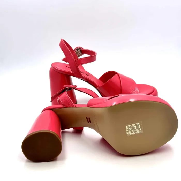 Sandali con Plateau Halmanera in pelle Rosa Shocking, Tacco 10cm e plateau 3cm art. Erika 04, foto 5 di 5