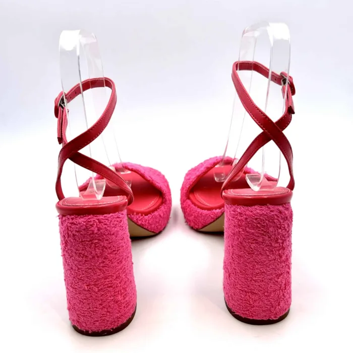 Sandali con Plateau Halmanera in Spugna Rosa Shocking, Tacco 10cm e plateau 3cm art. Erika 03, foto 4 di 5
