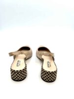 SlingBack Status in Pelle Beige con Tacco Fantasia Check, tacco 4 cm art. E530 - immagine 4