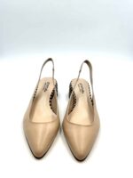 SlingBack Status in Pelle Beige con Tacco Fantasia Check, tacco 4 cm art. E530 - immagine 2
