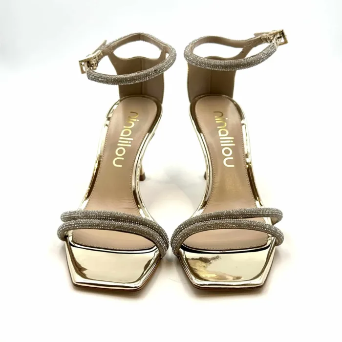 Sandalo Elegante Ninalilou in nappa Platino con cinturino alla caviglia e tacco 7 cm cod. 331069M7 art. BIBA 705, foto 3 di 5