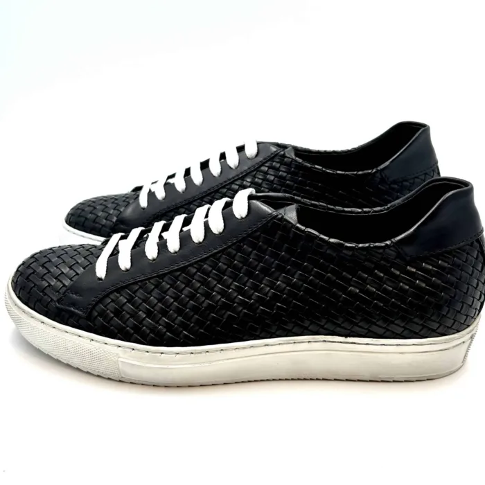 Sneakers Crisci in Pelle Intrecciata Blu con fondo Gomma art 3260, foto 3 di 4