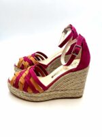 Zeppe Espadrilles intrecciate Multicolor Fucsia con cinturino alla caviglia, zeppa 10 cm e plateau 3 cm mod. ALE Ante art. 11559028 - immagine 3