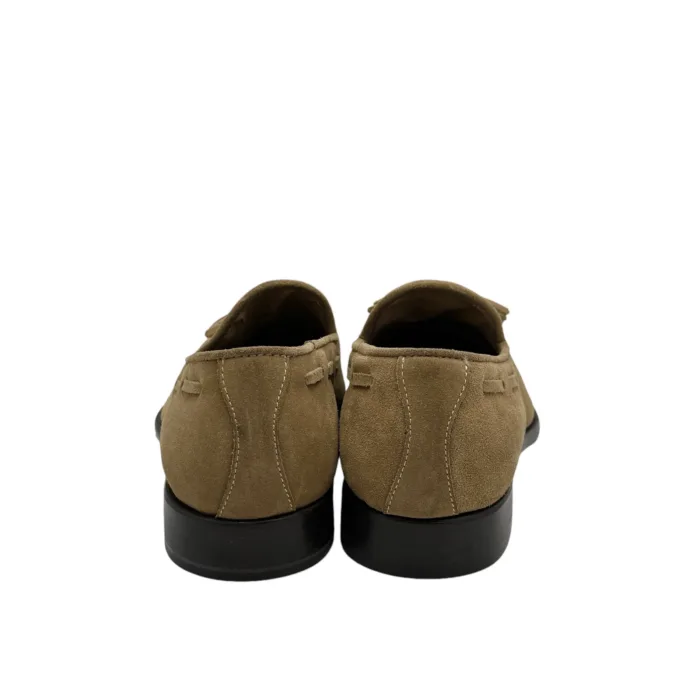 Mocassino Crisci Con Nappine in Camoscio Beige con fondo Cuoio Antiscivolo art 3764, foto 4 di 4