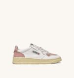 Sneakers Autry Donna in pelle Bianca con spoiler in camoscio Rosa art. AULW SL03