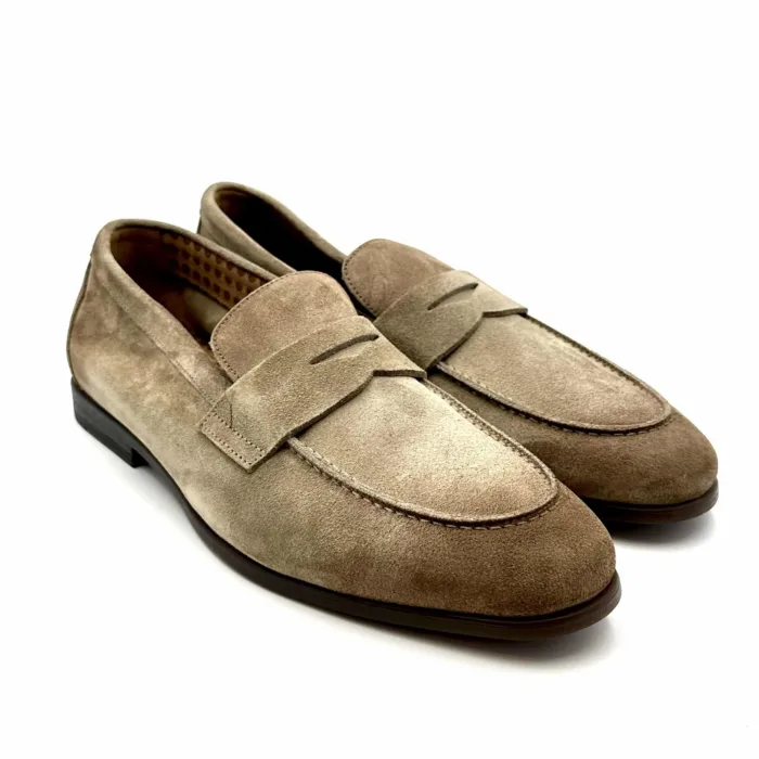 Mocassino Doucal's Penny Loafer in camoscio AMBRA fondo in lattice art. 2825, foto 2 di 7