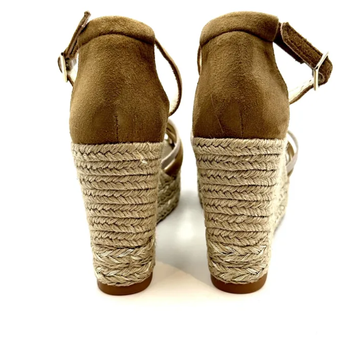 Zeppe Espadrilles intrecciate Multicolor Beige con cinturino alla caviglia, zeppa 10 cm e plateau 3 cm mod. ALE Ante art. 11559028, foto 5 di 5