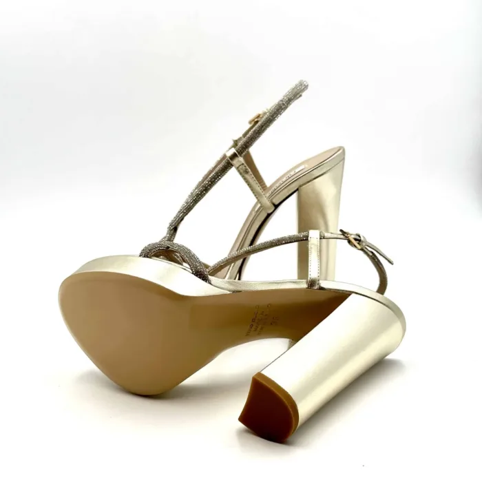 Sandalo Elegante Ninalilou in nappa Platino con accessori Swaroski, plateau 2,5 cm e tacco 12 cm art. CHIC 1006 cod. 331110GR, foto 5 di 5