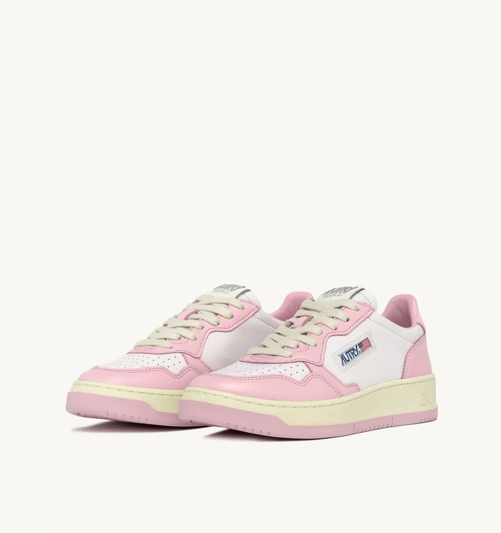 Sneaker Donna Autry Medalist Low Bicolor in Pelle Bianca e Rosa mod. AULW WB37 - immagine 2